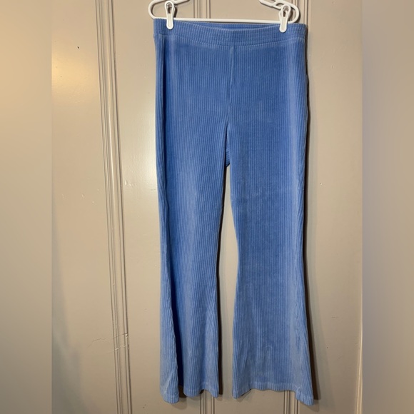 aerie Pants - Aerie Groove On‎ Velour High Waisted Flare Pant Blue Size XL